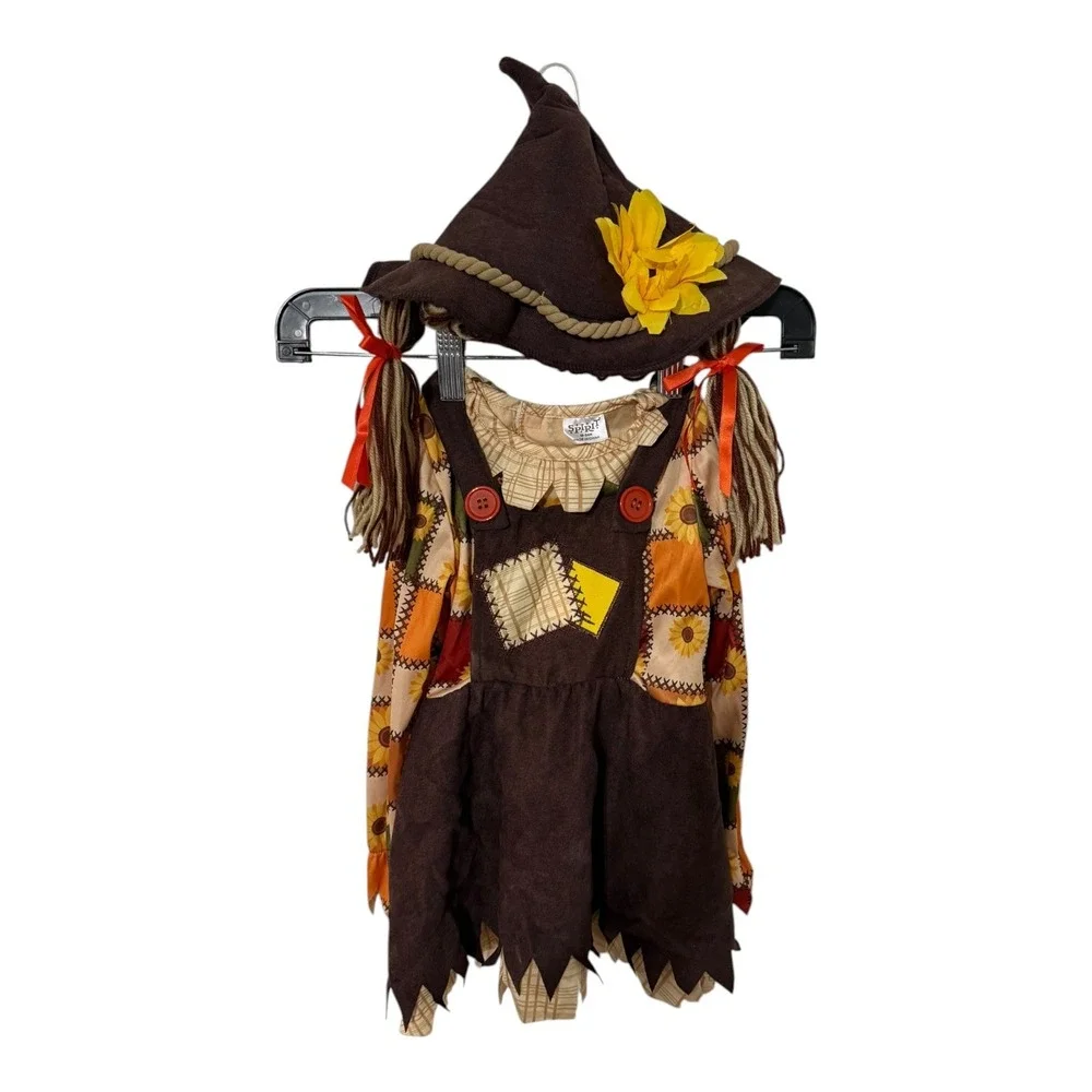Spirit Halloween Silly Scarecrow Costume Dress and Hat Set Infant 18-24 Months
